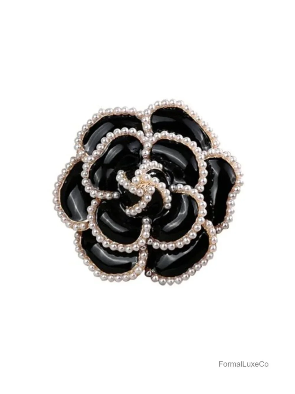 Elegant Camellia Flower Pearl Enamel Brooch Pin Women's Fashion Jewelry